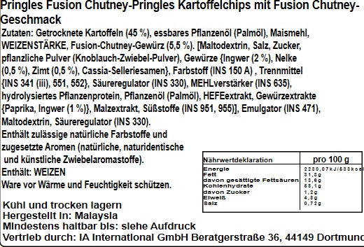 Pringles Fusion Chutney 107g
